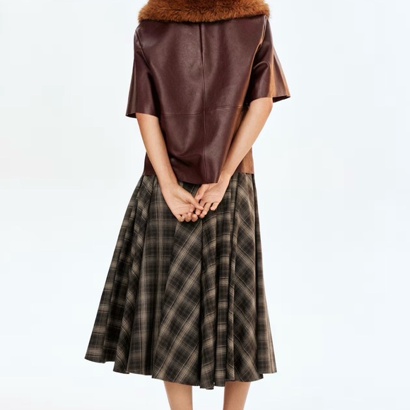 HM Fall Winter 2025 Plaid Cotton Circle Skirt BNWT - Picture 4 of 6